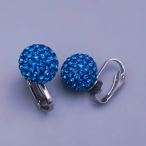 Klipsové náušnice z chirurgické oceli se zirkony – modré