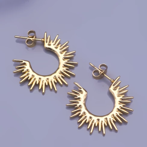 Náušnice z chirurgické oceli – Sluneční paprsky zlacené