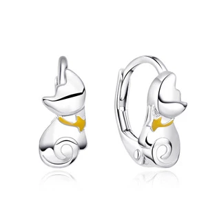 Stříbrné náušnice na klapku kočičky