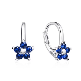 Stříbrné dívčí náušnice kytičky modré