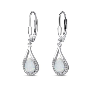 Stříbrné visací náušnice s opálem