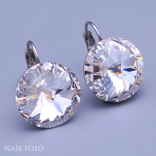 Náušnice Swarovski rivoli 16mm Crystal ( čirá )