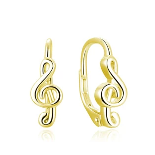 Zlacené stříbrné náušnice houslový klíč