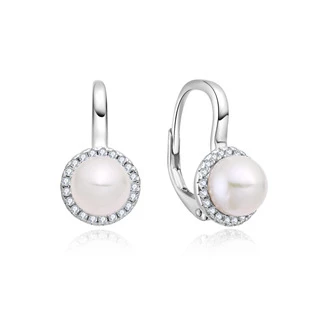 Stříbrné perlové náušnice se zirkony