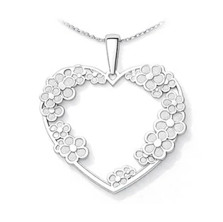 Stříbrný přívěsek srdce s květy