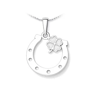 Stříbrný přívěsek podkova se čtyřlístkem