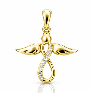 Stříbrný přívěšek andílek se zirkony zlacený