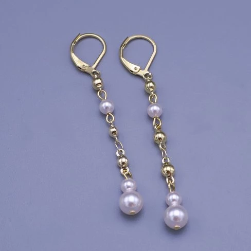 Zlacené visací náušnice s perličkami Swarovski