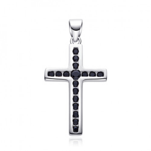 Stříbrný přívěšek křížek s černými zirkony