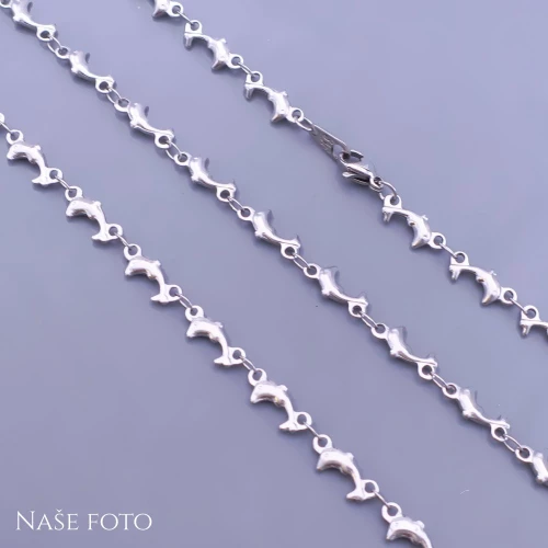 Řetízek z chirurgické oceli tvořený delfínky 5mm