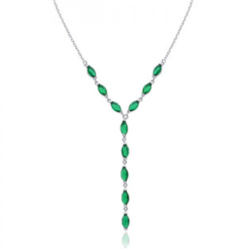 Stříbrný náhrdelník se zelenými zirkony