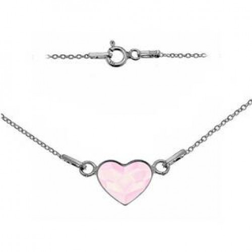 Stříbrný náhrdelník se srdcem Crystals from Swarovski® POWDER ROSE
