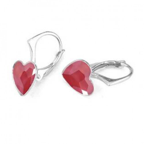 Stříbrné náušnice se srdcem Crystals from Swarovski® Royal Red
