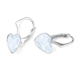 Stříbrné náušnice se srdcem Crystals from Swarovski® Fuchsia