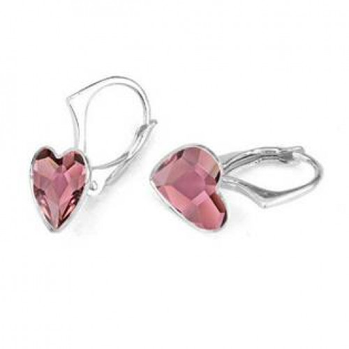 Stříbrné náušnice se srdcem Crystals from Swarovski® Antique Pink