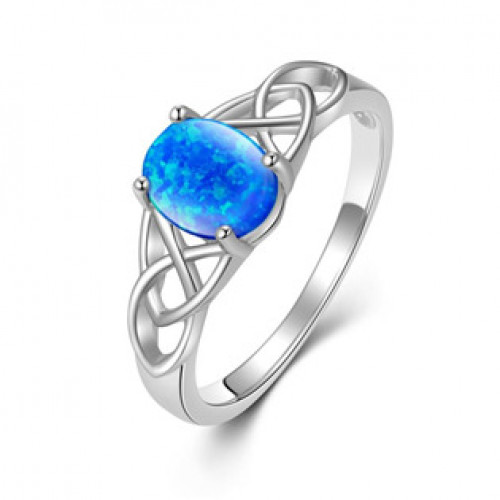 Stříbrný prsten s modrým opálem 3