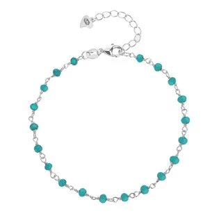 Stříbrný náramek se zelenými kamínky