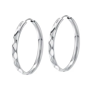 Stříbrné náušnice kruhy 20 mm zdobené