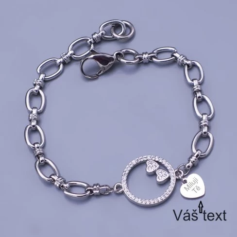 Luxusní náramek se srdíčky z chirurgické oceli