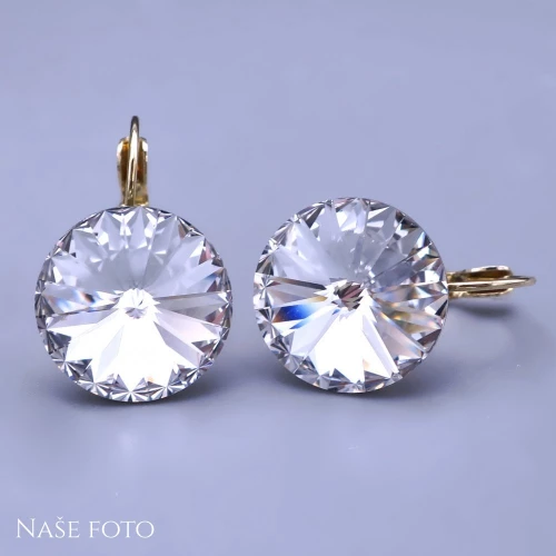 Pozlacené náušnice Swarovski rivoli 16mm