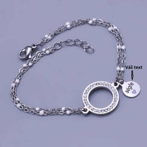 Náramek z chirurgické oceli s kolečkem zdobeným zirkony