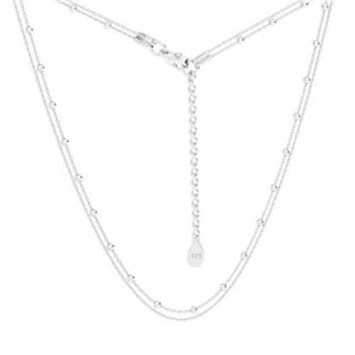 Dvojitý stříbrný náhrdelník s kuličkami