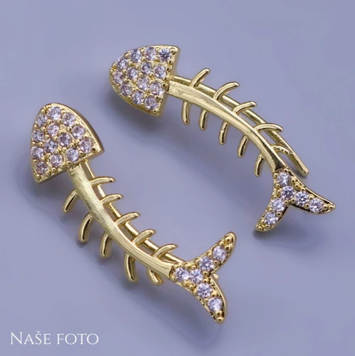 Vánoční zlacené záušnice rybí kostra