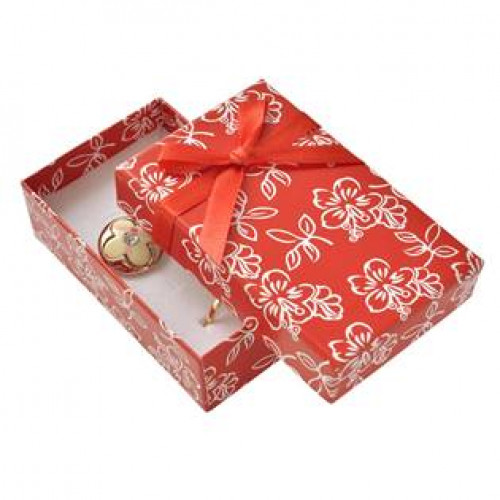 Dárková krabička na soupravu šperků s kytičkami, červená