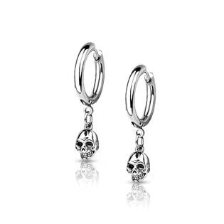 Ocelové náušnice kroužky s lebkami 1