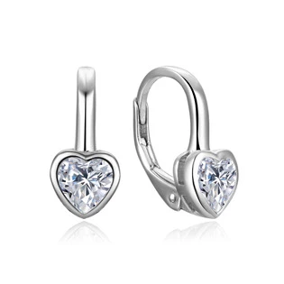 Stříbrné náušnice srdíčka zdobené zirkony