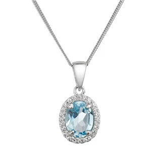 Stříbrný náhrdeník s pravými kamenem sky topaz
