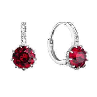 Stříbrné náušnice visací se Swarovski krystalem Ruby