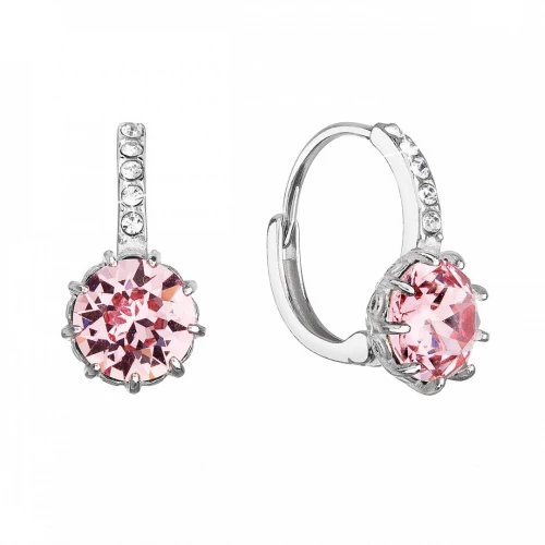 Stříbrné náušnice visací se Swarovski krystalem Light Rose