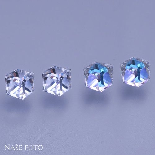 Náušnice Swarovski 3D kostky 8mm - Výběr barev