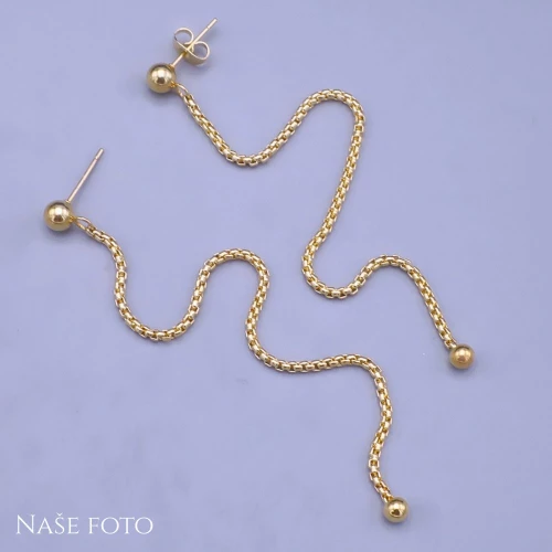 Dlouhé pozlacené řetízkové náušnice z chirurgické oceli
