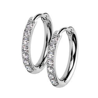 Titanové náušnice - kruhy 12 mm zdobené zirkony