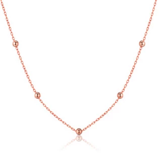 Zlacený stříbrný náhrdelník s kuličkami růžové zlacení