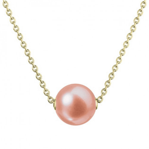 Pozlacený stříbrný náhrdelník s růžovou říční perlou na řetízku