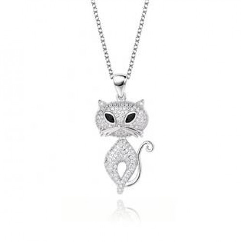 Střibrný náhrdelník s kočičkou