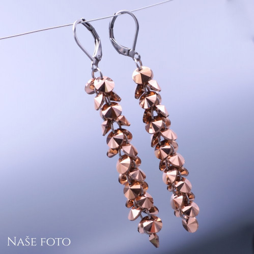 Luxusní visací náušnice Swarovski Rose gold