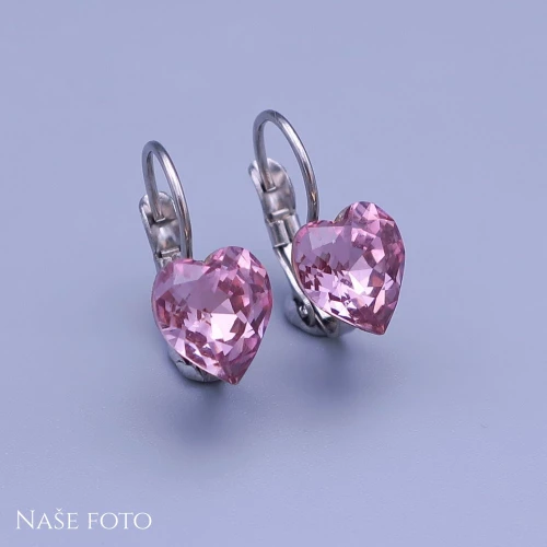 Dětské náušnice Swarovski srdíčka 8mm