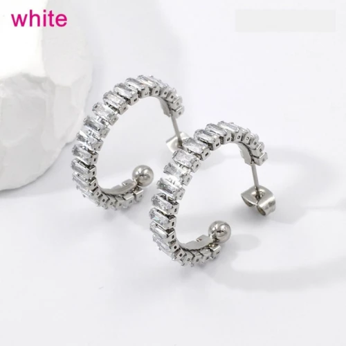 Ocelové Hypoalergeni Náušnice , Kruhy zdobené kameny.