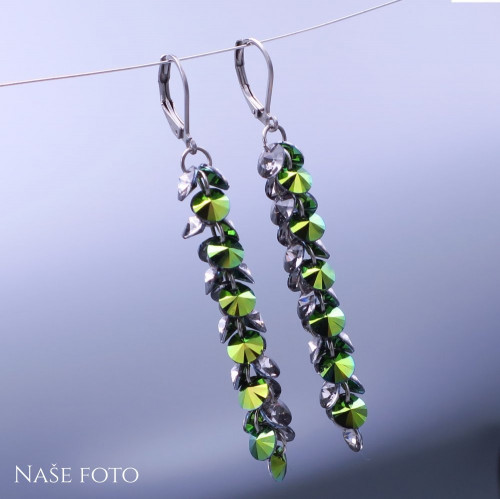 Luxusní visací náušnice Swarovski Scarabeus Green