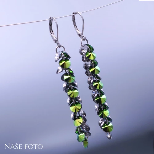 Luxusní visací náušnice Swarovski Scarabeus Green