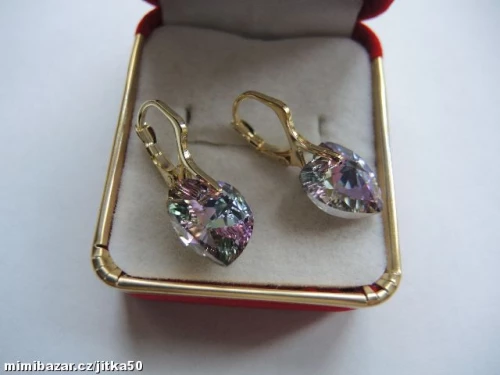 Náušnice Swarovski srdíčka Vitrail Ligh