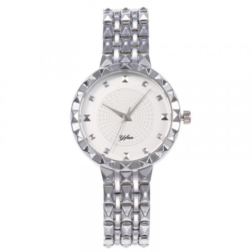 Moderní dámské hodinky celokovové, ve stříbrné barvě bez čísel