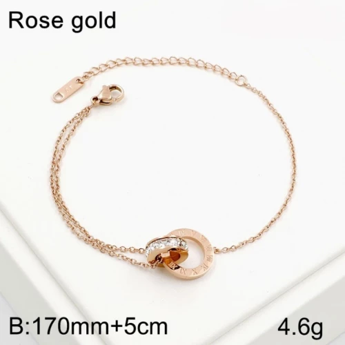 Náramek s kamínky, chirurgická Ocel růžové zlacení