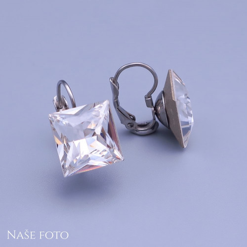 Náušnice Swarovski kostky 12mm Crystal( čirá)