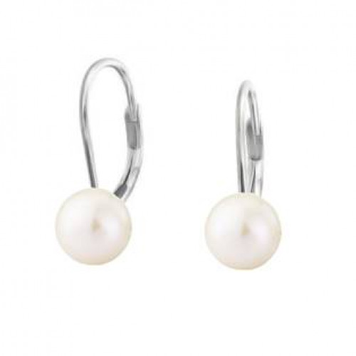 Stříbrné perlové náušnice - bílé perly 8 mm