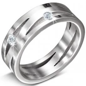 Prsten z chirurgické oceli zdobený kubickými zirkony